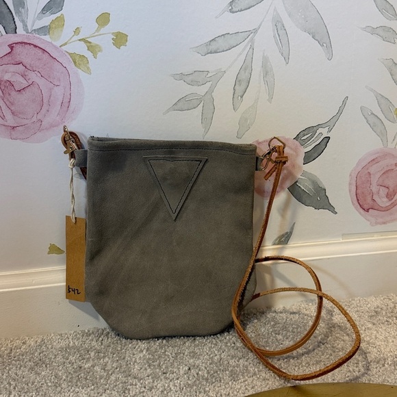 Handbags - Grey Suede Crossbody Bag handmade